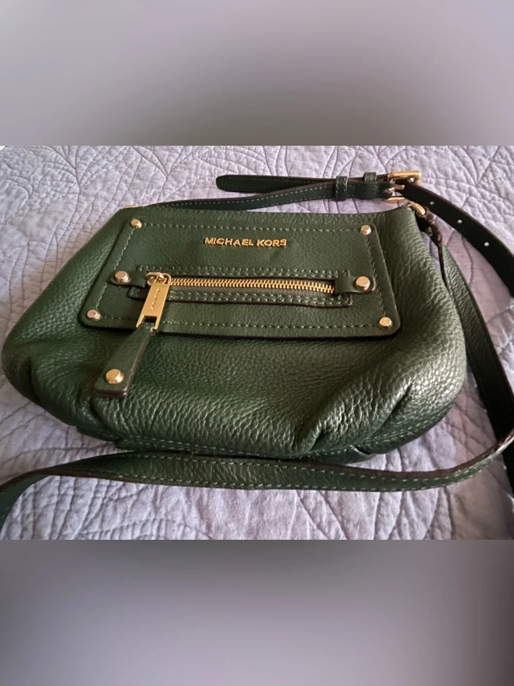 Michael Kors Gilmore Leather Crossbody Bag Forest Green